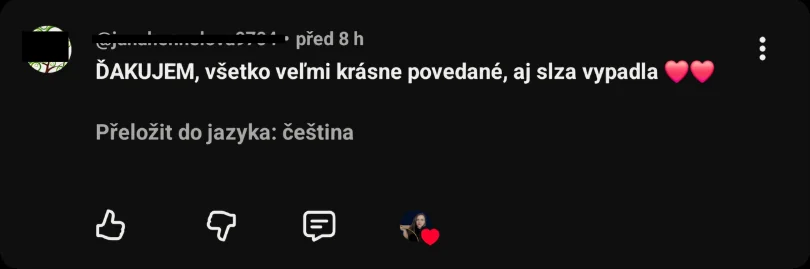 Komentář: Děkuji, všetko veľmi krásne povedané